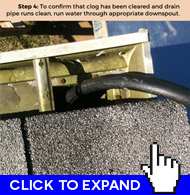 test drain pipe by running hose water through gutter downspout